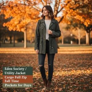 Women's Utility Cargo Jacket Full Zip with Multiple Pockets